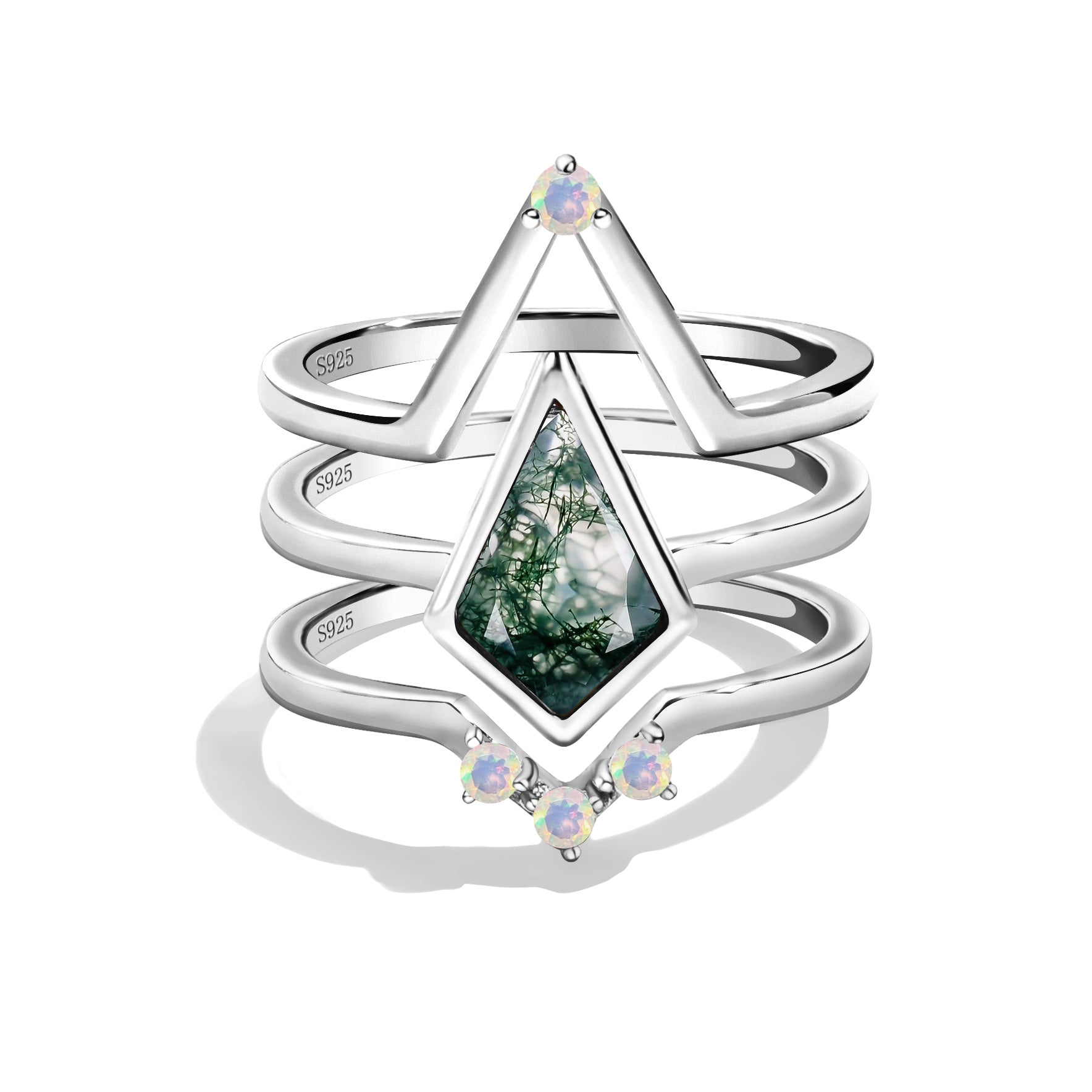 Heart Healing - 3PCS Moss Agate Rings - Num-Magic