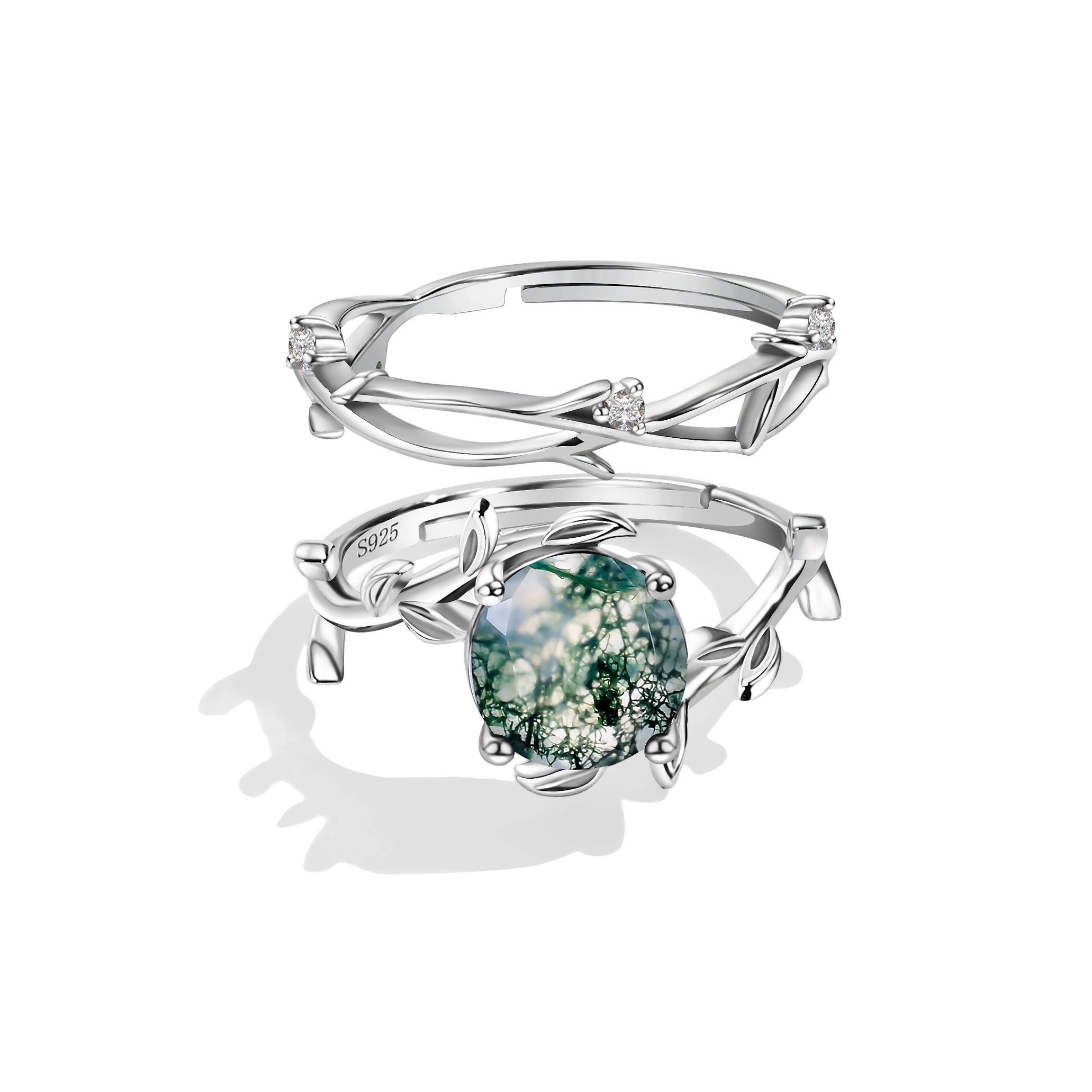 Healing Energy - 2PCS Moss Agate Rings - Num-Magic
