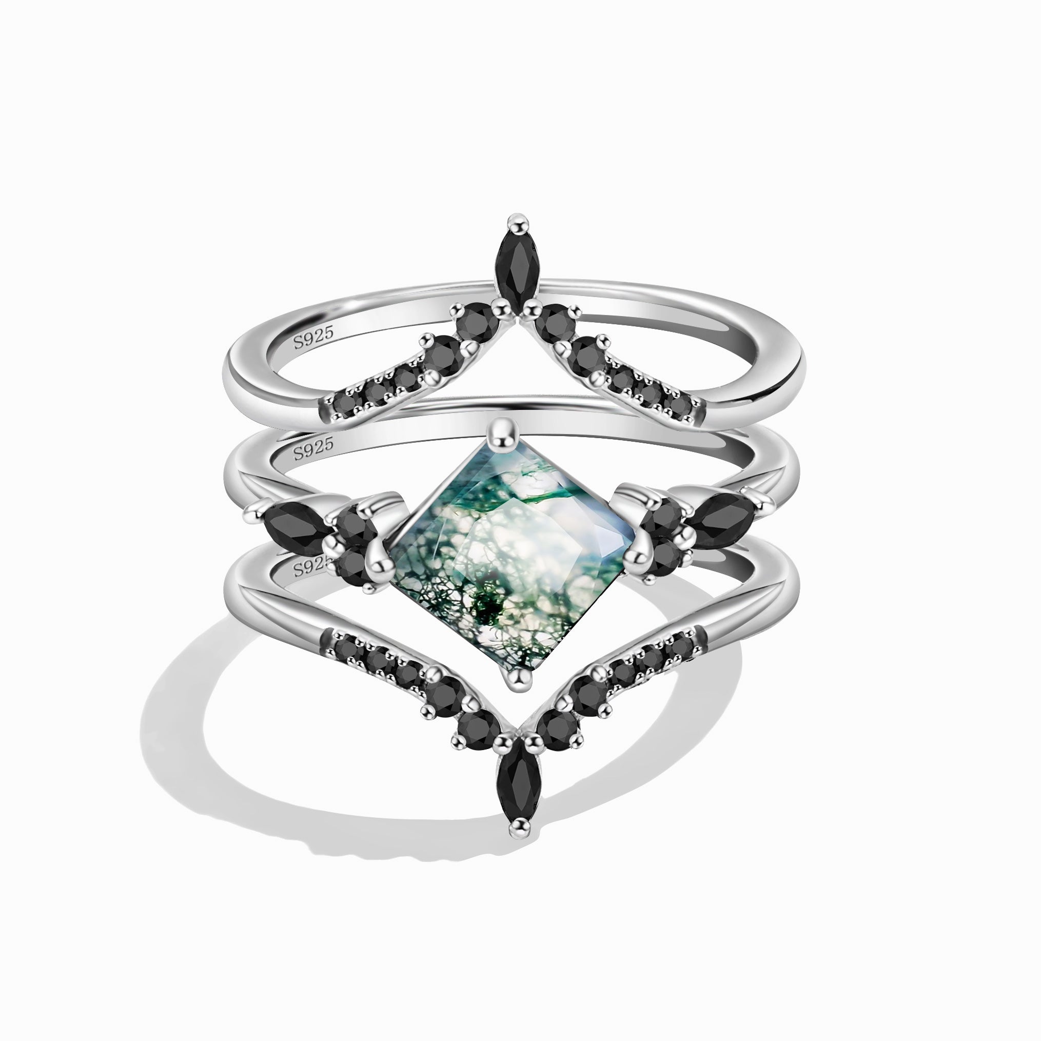 Creativity Boost - 3PCS Moss Agate Rings - Num-Magic