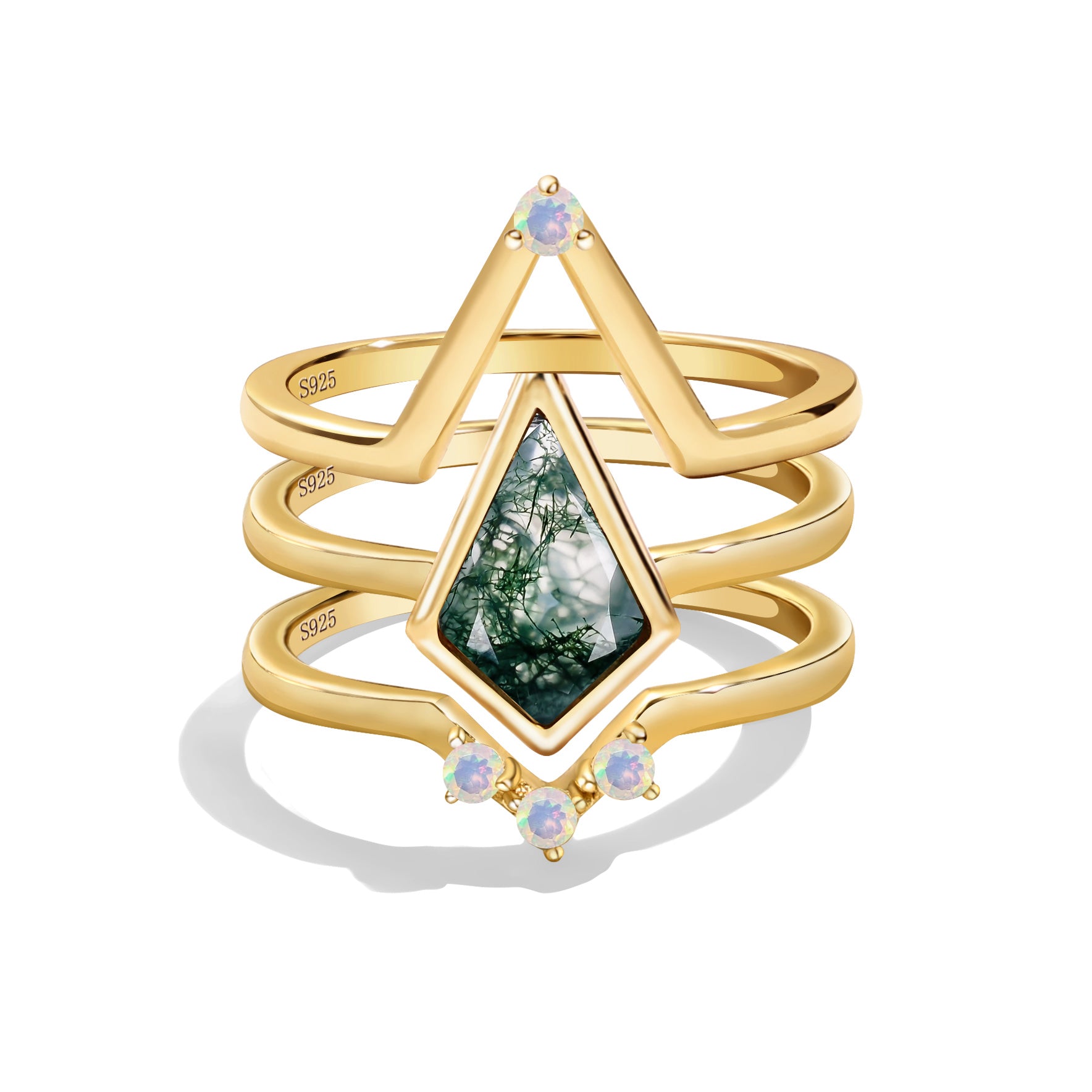 Heart Healing - 3PCS Moss Agate Rings - Num-Magic