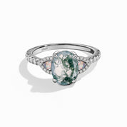 Fertility Symbol - Adjustable Opal Moss Agate Rings - Num-Magic