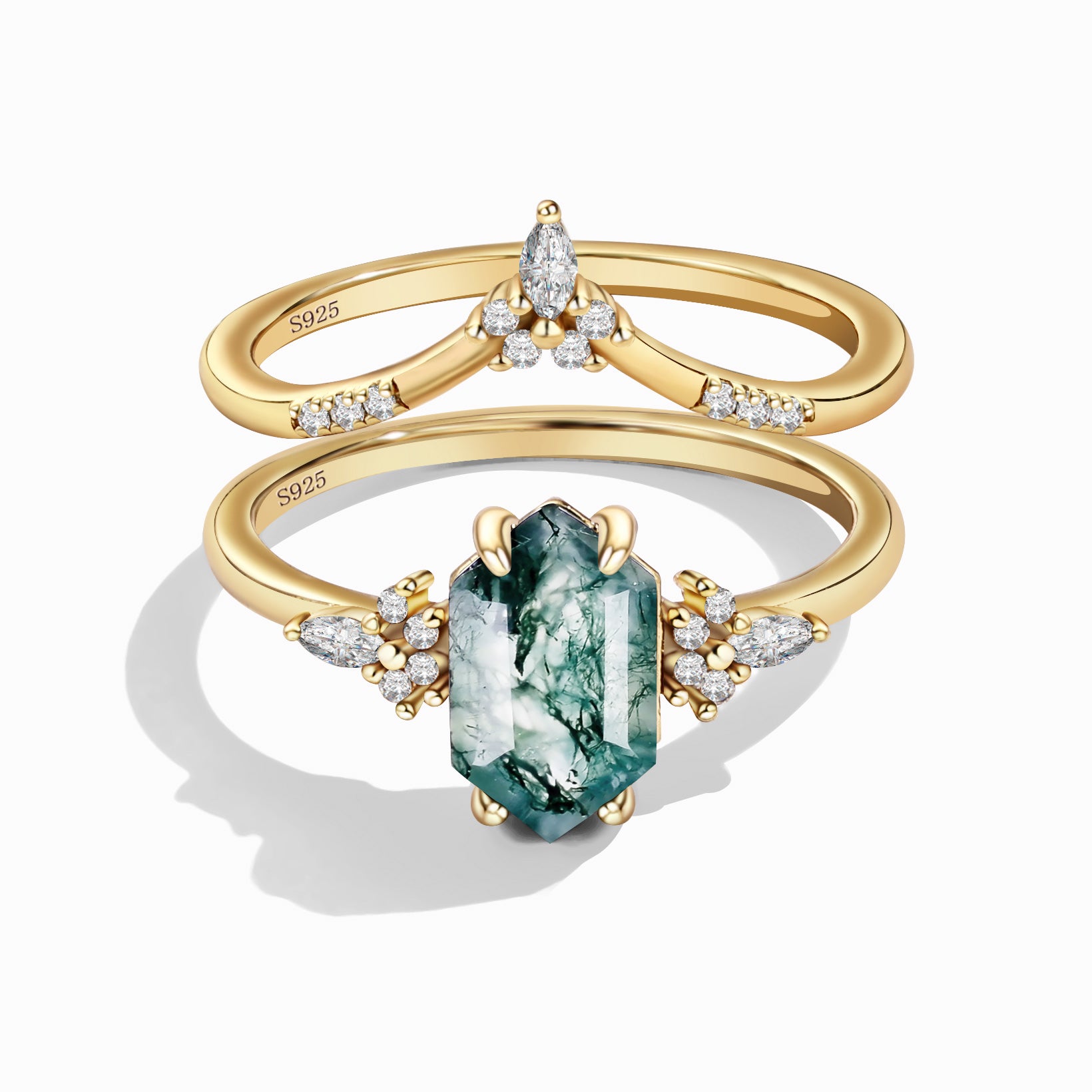 Confidence Builder - 2PCS Moss Agate Rings - Num-Magic