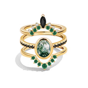 Grounding Force - 3PCS Moss Agate Rings - Num-Magic