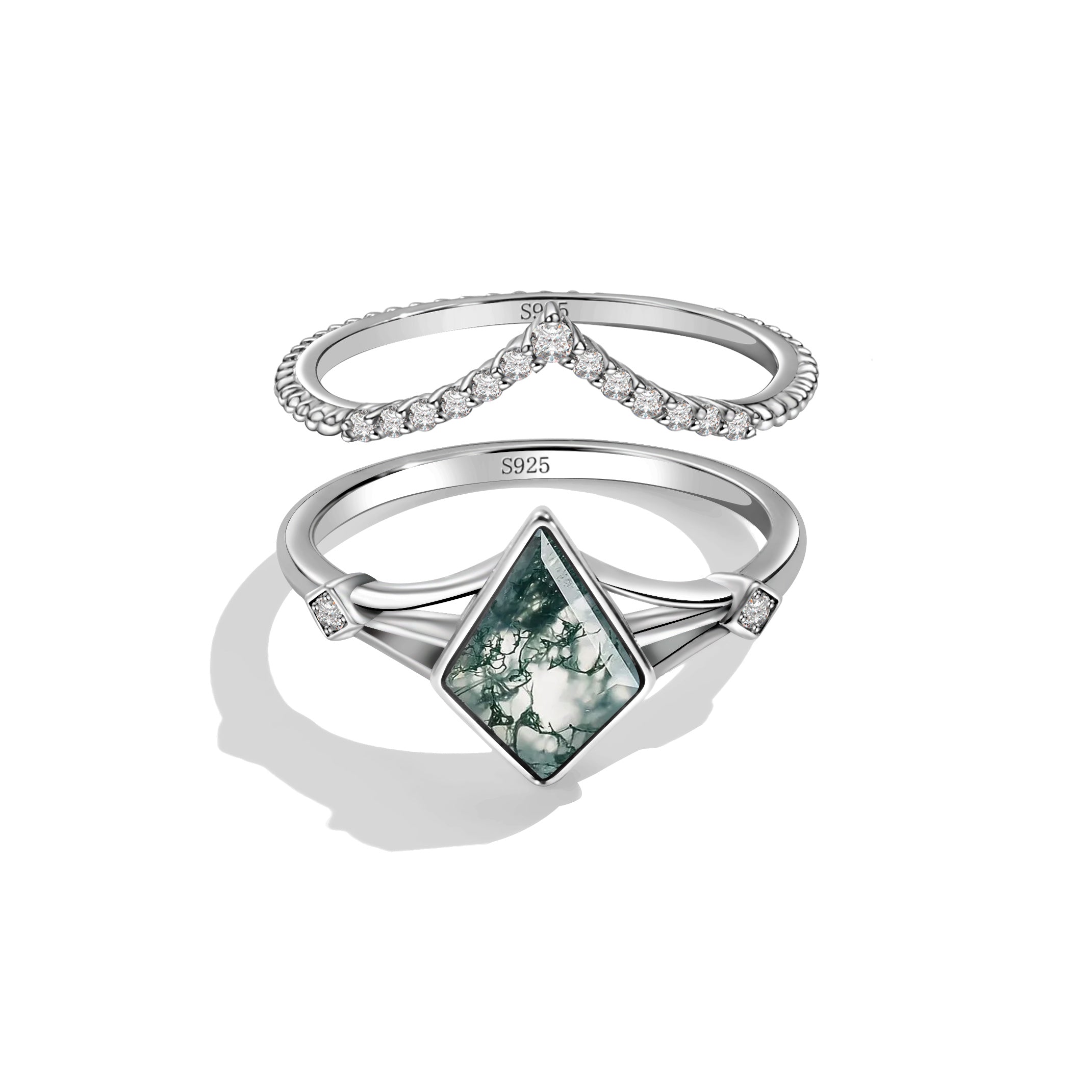 Nature's Connection - 2PCS Moss Agate Rings - Num-Magic