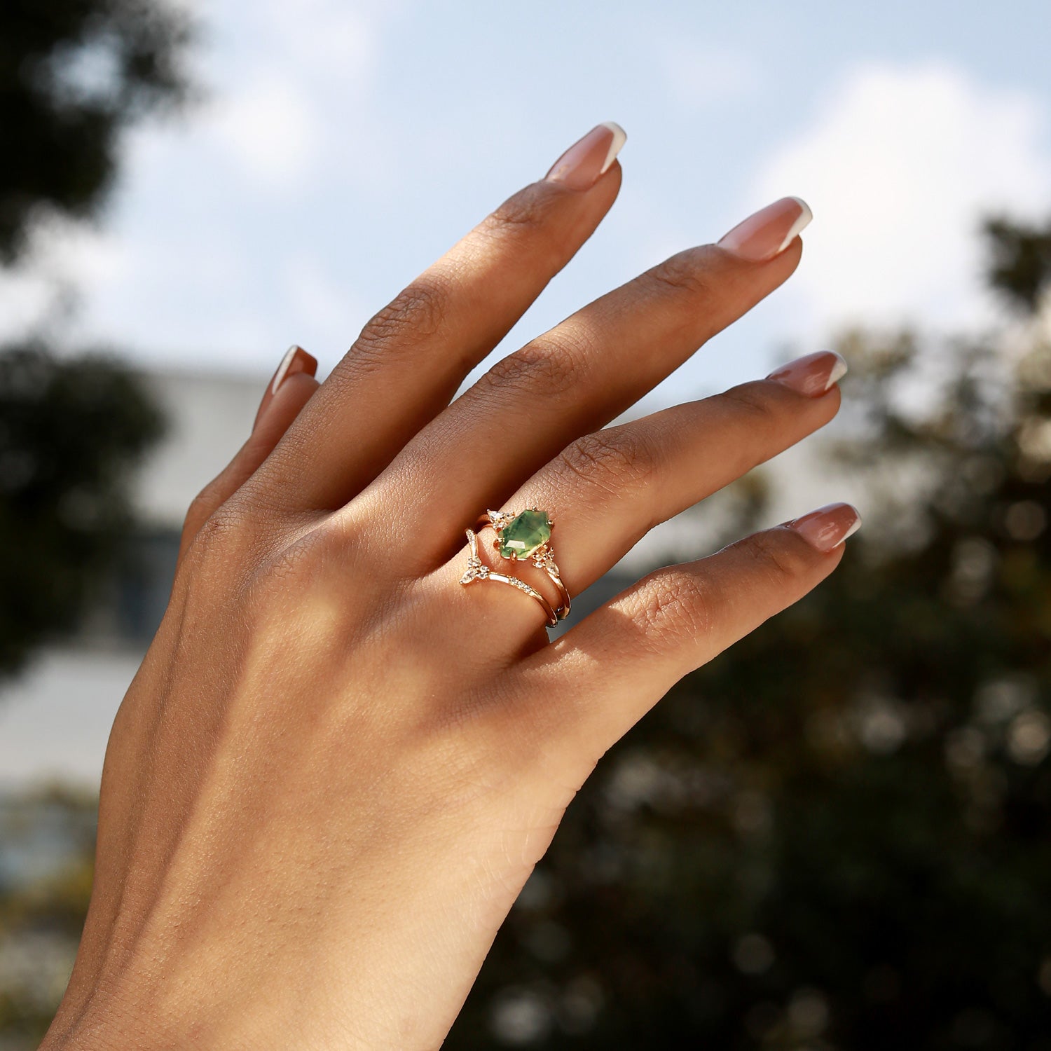 Confidence Builder - 2PCS Moss Agate Rings - Num-Magic