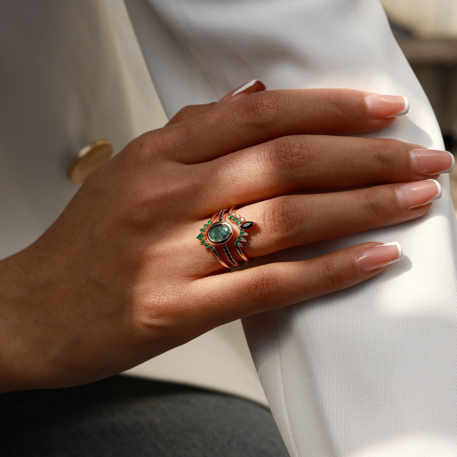 Grounding Force - 3PCS Moss Agate Rings - Num-Magic