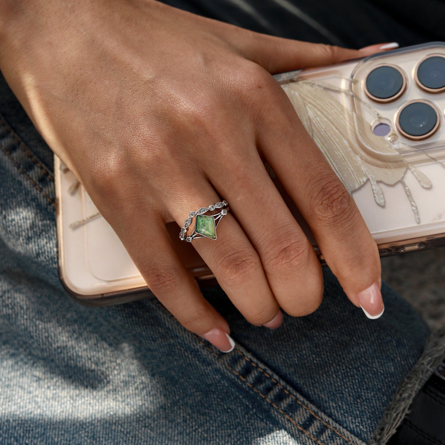 Nature's Connection - 2PCS Moss Agate Rings - Num-Magic