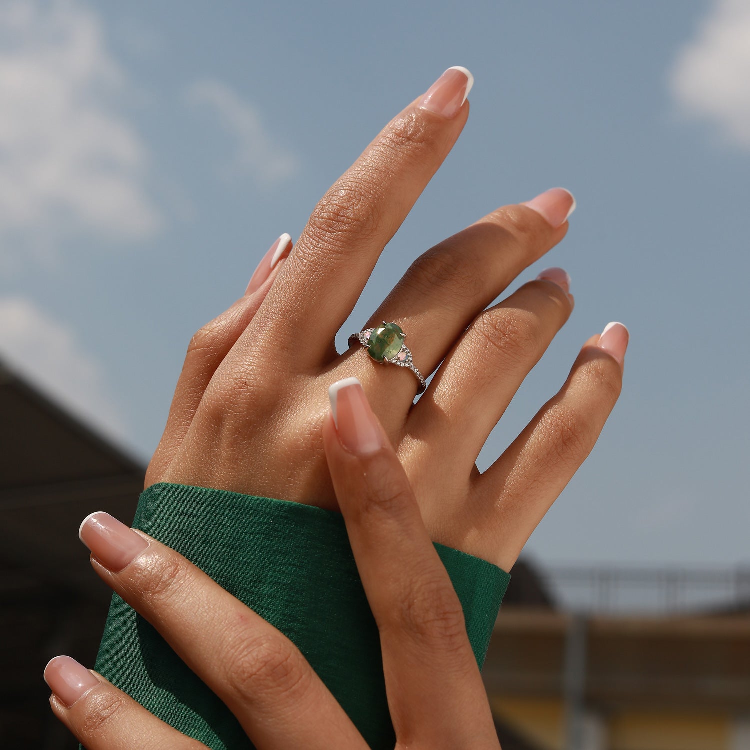 Fertility Symbol - Adjustable Opal Moss Agate Rings - Num-Magic