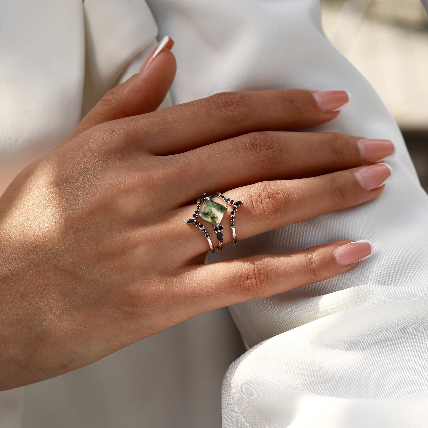 Creativity Boost - 3PCS Moss Agate Rings - Num-Magic