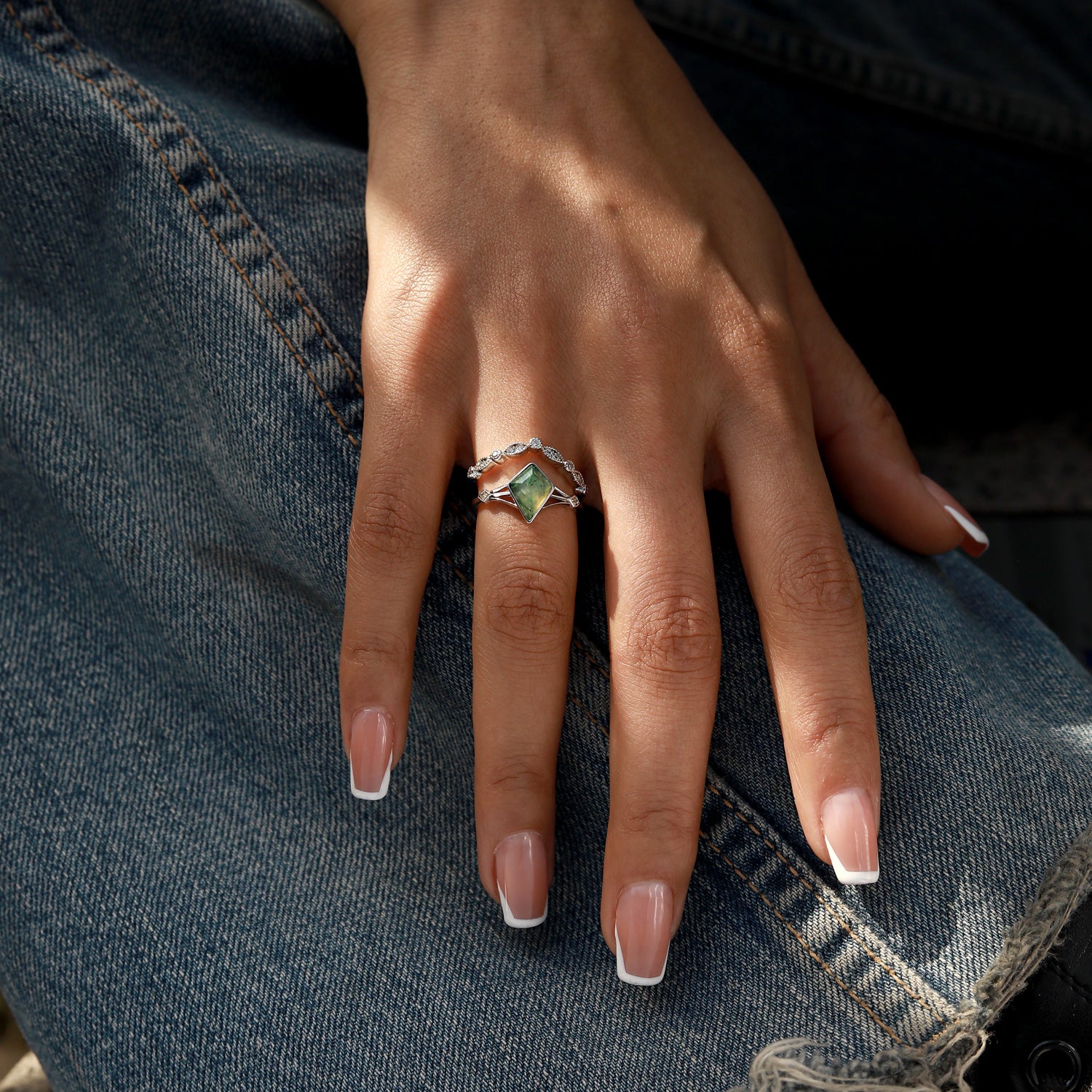 Nature's Connection - 2PCS Moss Agate Rings - Num-Magic