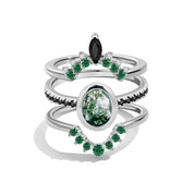 Grounding Force - 3PCS Moss Agate Rings - Num-Magic